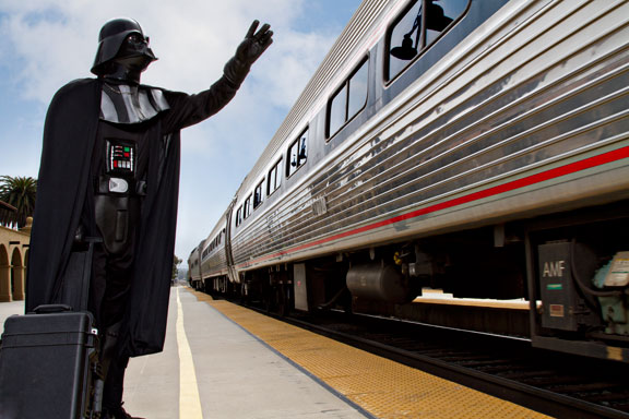 Darth Vader takes train
