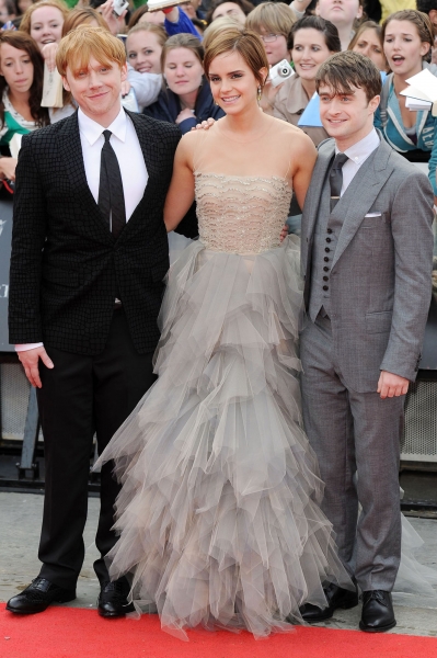 Daniel Radcliffe Wearing Simon Spurr Rupert Grint Elegant Outfit at the Deathly Hallows Premiere