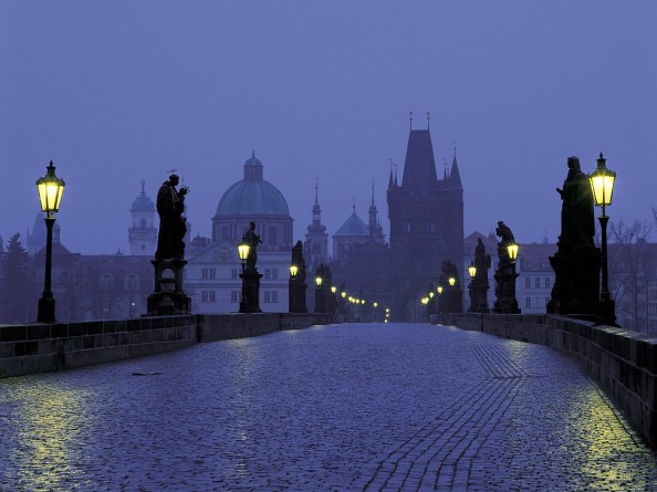Charles Bridge in Prague at Dusk