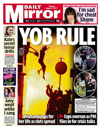 Daily Mirror Front Page by Amy Weston Woman Jumping from Window