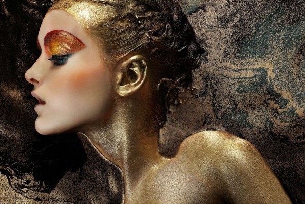 Gold and Bronze Make-Up High Speed Photography