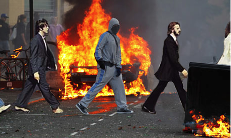 London Rioter Beatles Album Cover Spoof