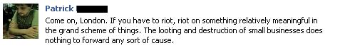 London Looting Facebook Opinion 2011