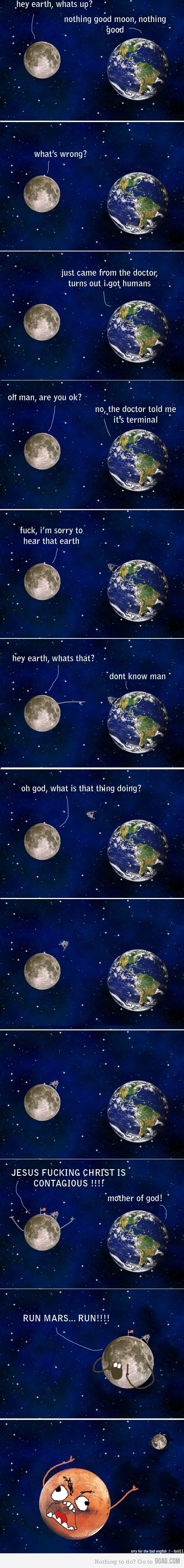 Humanity And Earth Funny Illustration