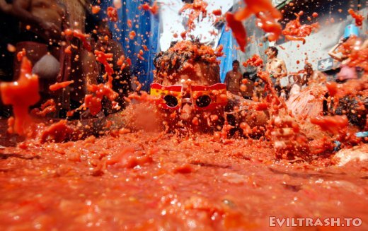 Tomatina Throwing Tomatoes Festival Spain Bunol Valencia 15