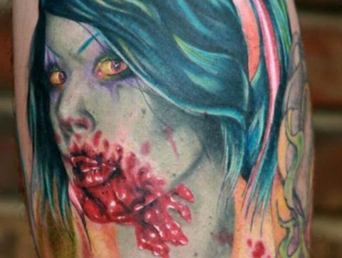 Zombies Monsters Tattoos Halloween Blood Woman