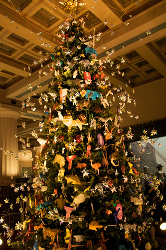 Christmas Tree Filled With Origami Ornaments