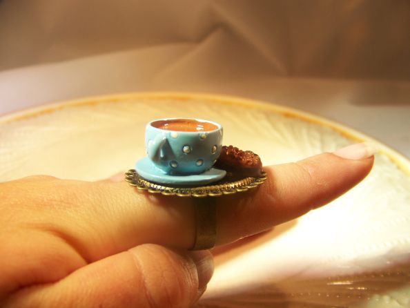 Coffee and Doughnuts on a Platter Ring