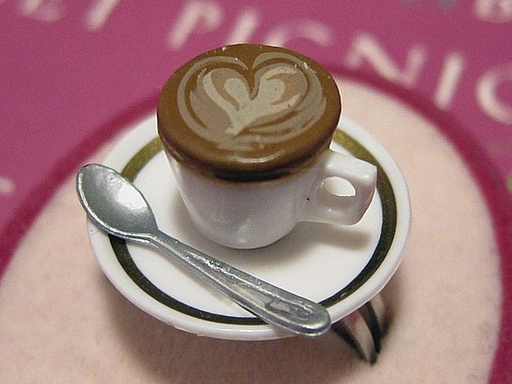 Latte Coffee Cup Handmade Ring