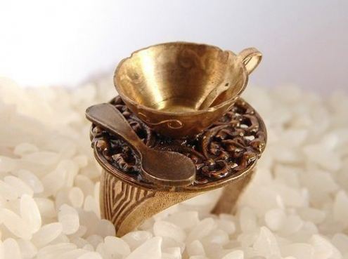 Old Metalic Coffee Cup  Ring