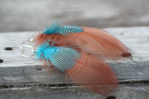Bohemian feather earrings 2012 fashion trend