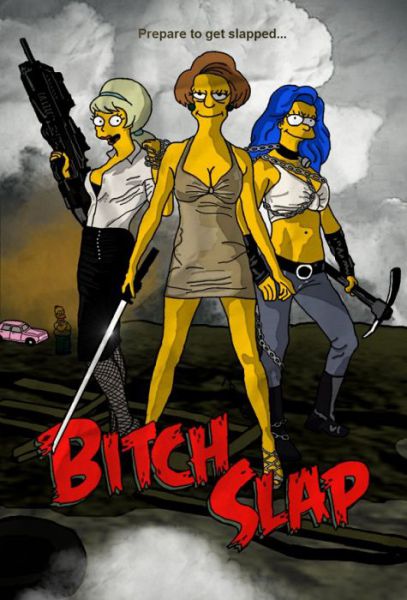 Simpsons Characters in Movie Posters Bitch Slap