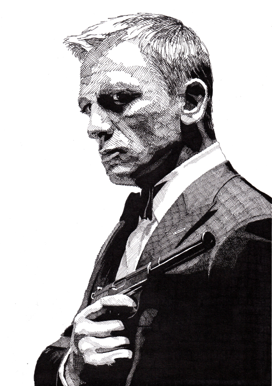 Rik Reimert Drawings Daniel Craig as James Bond