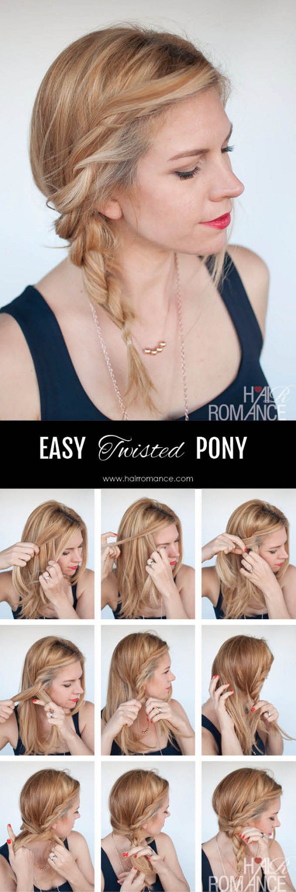 Hair Romance Easy Twisted Ponytail